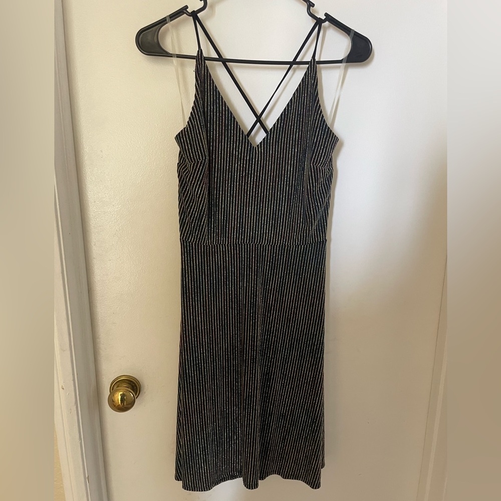 Black Glittery spaghetti strap Short Dress  size M